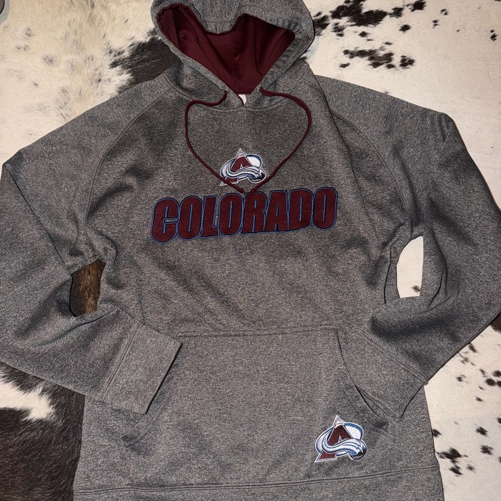 NHL Colorado Avalanche Gray Hoodie with Burgundy Accents